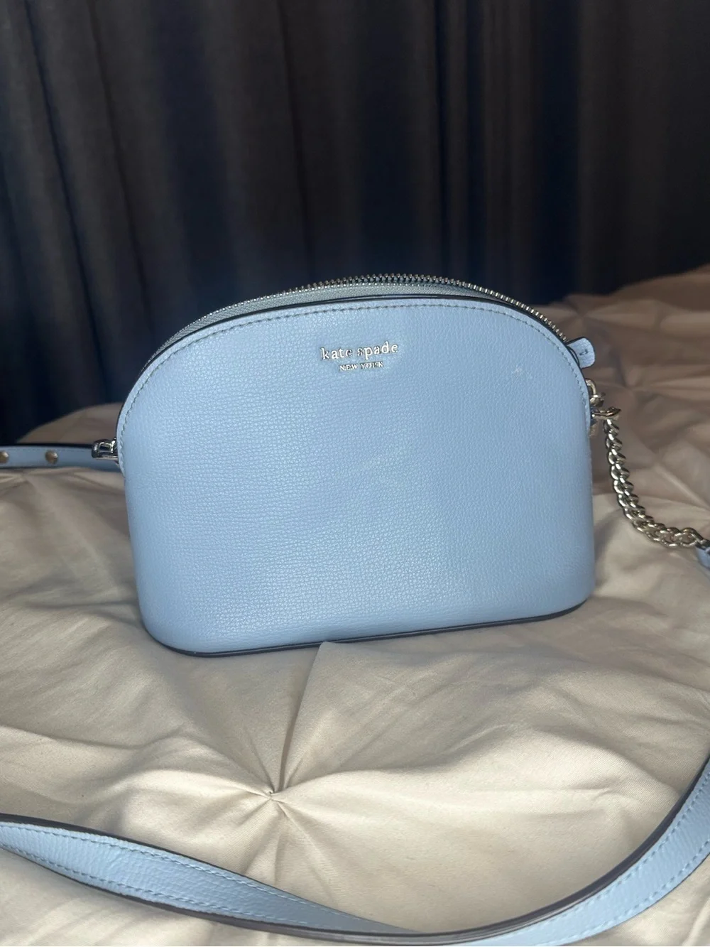 kate spade baby blue pebble leather crossbody bag